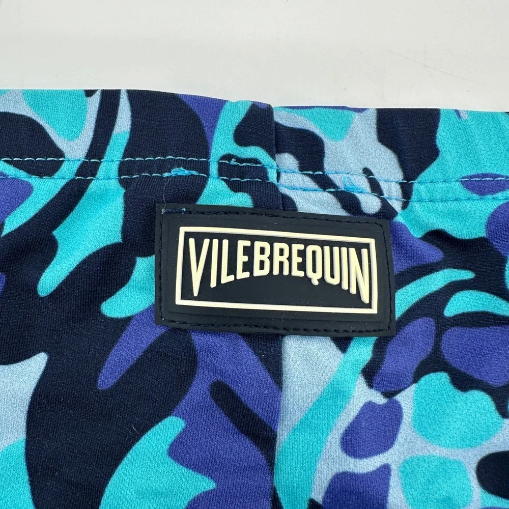 Vilebrequin Boys Blue Teal Turtle Camo Swim Trunks Shorts Size 2 0831